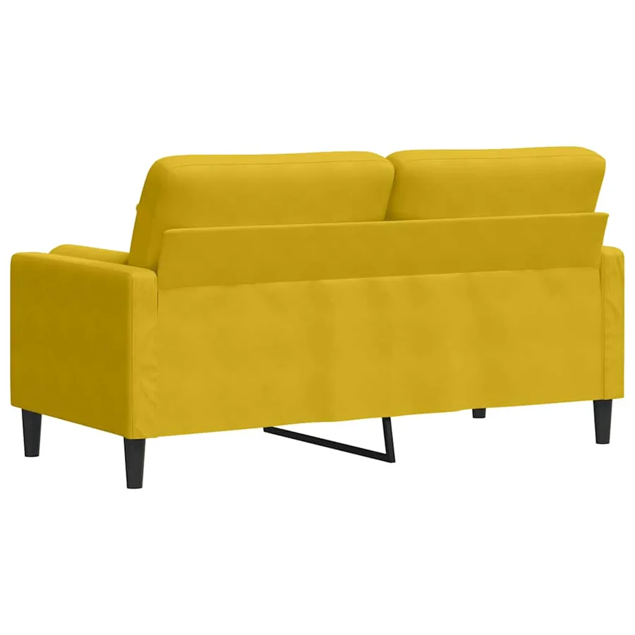 Canapé 2 places avec oreillers décoratifs jaune 140 cm velours - 5