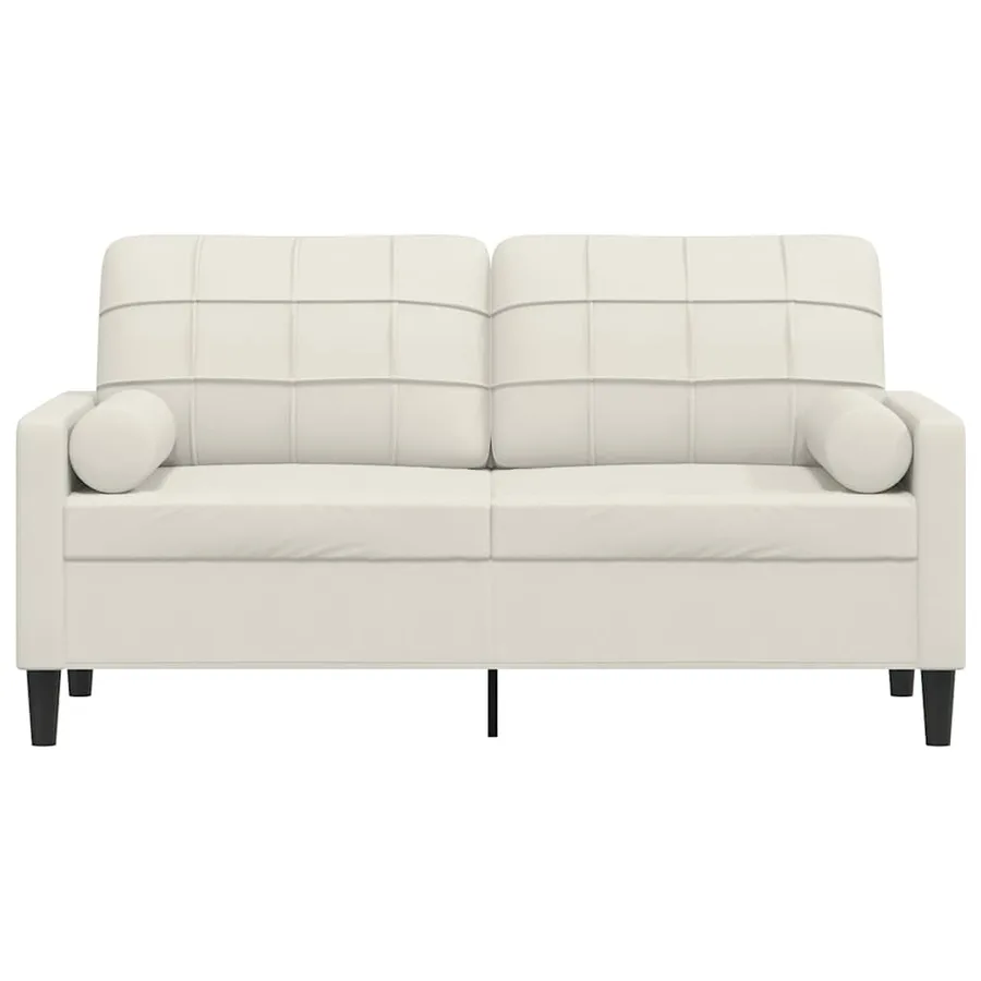 Canapé 2 places avec oreillers décoratifs crème 140 cm velours - 3