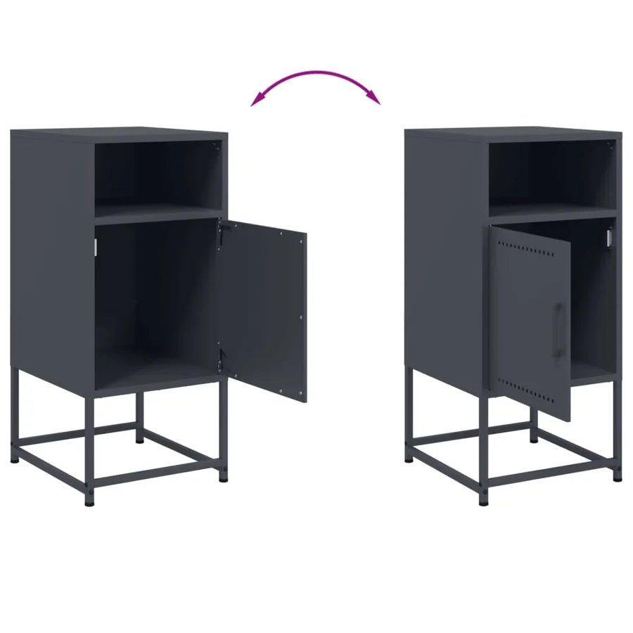 Table de chevet anthracite 36x39x78 cm acier - 10