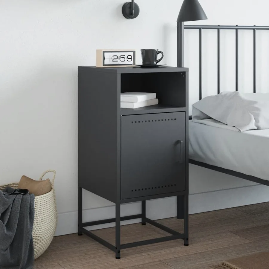 Table de chevet anthracite 36x39x78 cm acier - 3