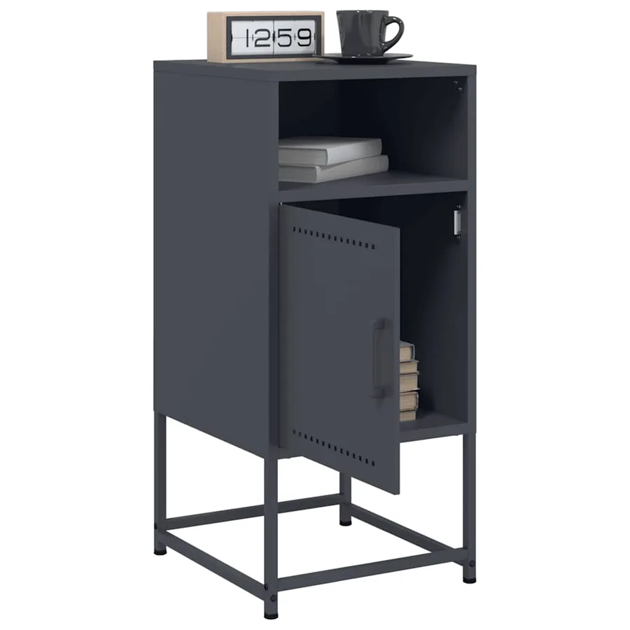 Table de chevet anthracite 36x39x78 cm acier - 5