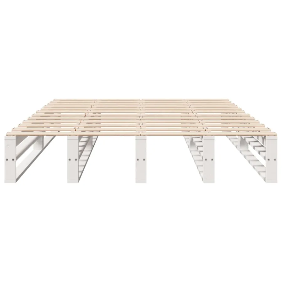 Cadre de lit sans matelas blanc 120x200 cm bois de pin massif - 4