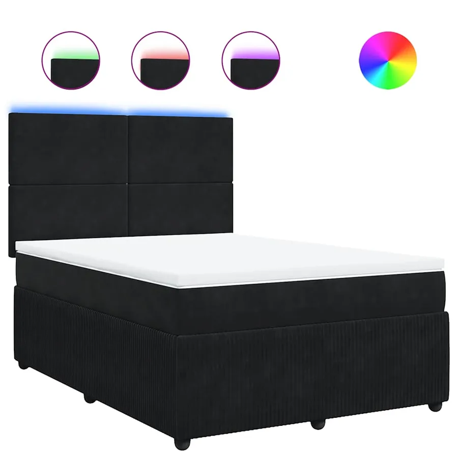 Sommier à lattes de lit avec matelas Noir 140x200 cm Velours - 2