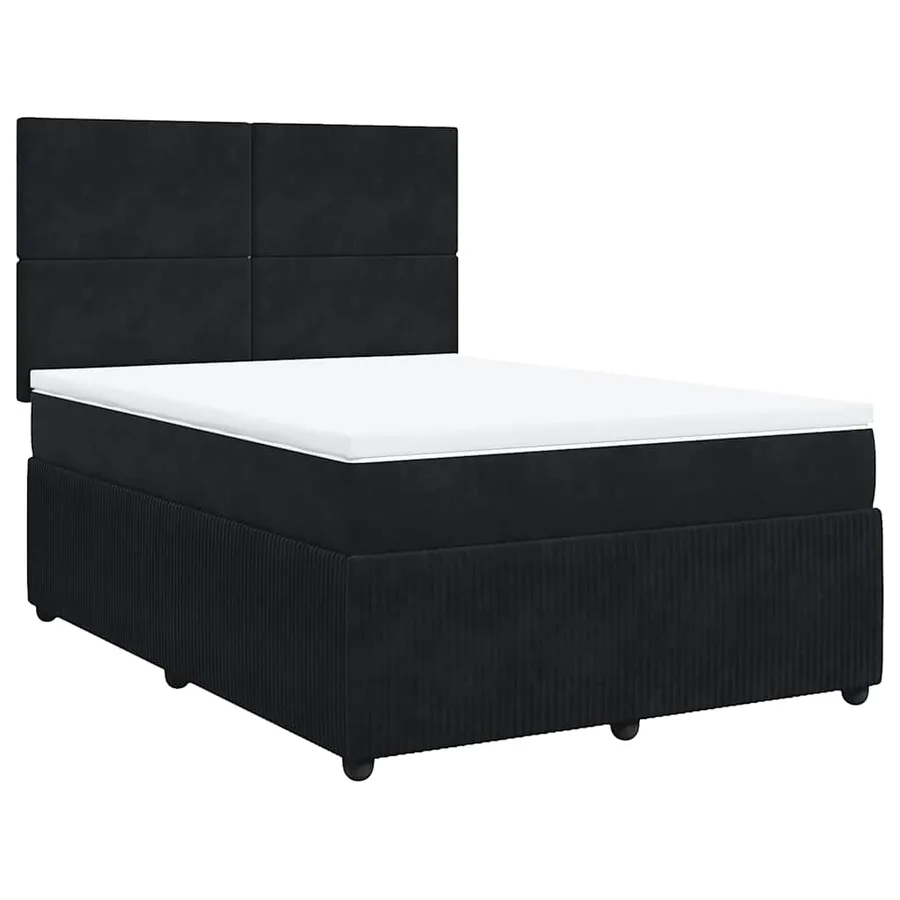 Sommier à lattes de lit avec matelas Noir 140x200 cm Velours - 3