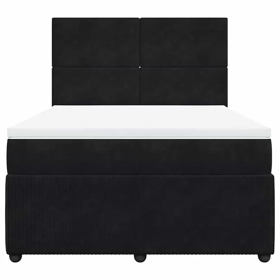 Sommier à lattes de lit avec matelas Noir 140x200 cm Velours - 6
