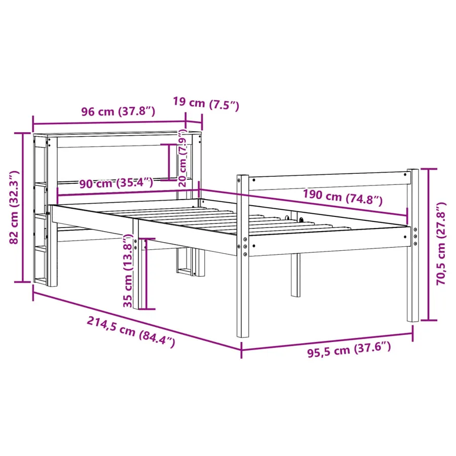Lit pour personne âgée avec tête de lit sans matelas 90x190 cm - 12
