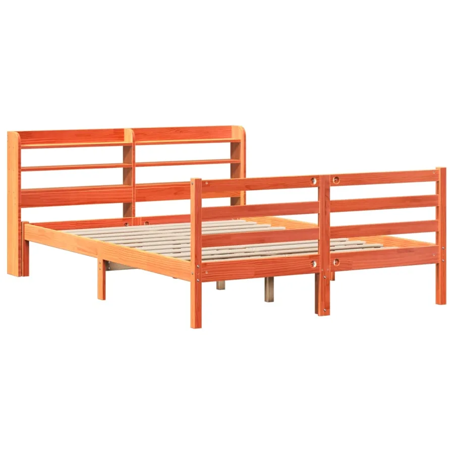 Cadre de lit sans matelas cire marron 150x200cm bois pin massif - 3