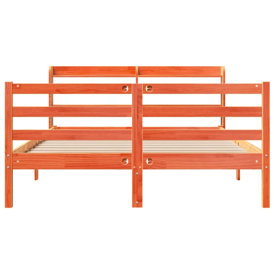Cadre de lit sans matelas cire marron 150x200cm bois pin massif - 4