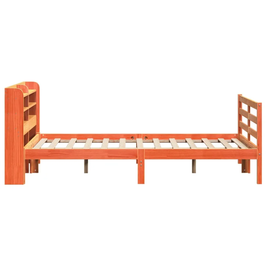 Cadre de lit sans matelas cire marron 150x200cm bois pin massif - 5