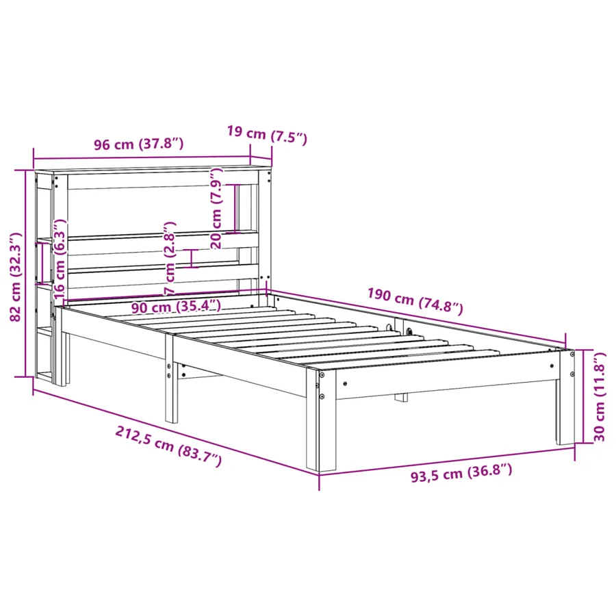 Cadre de lit avec tête de lit sans matelas 90x190 cm - 11