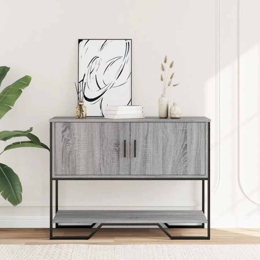 Table console sonoma gris 100x35x74,5 cm bois d'ingénierie - 2
