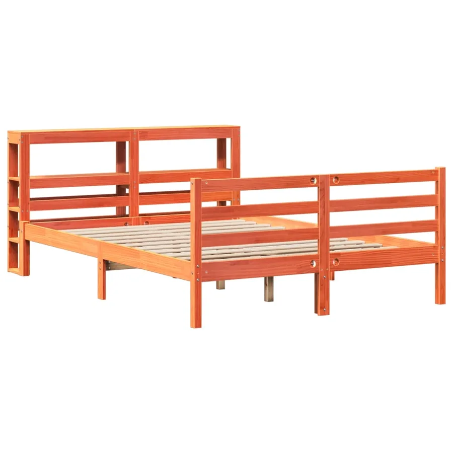 Cadre de lit sans matelas cire marron 150x200cm bois pin massif - 3