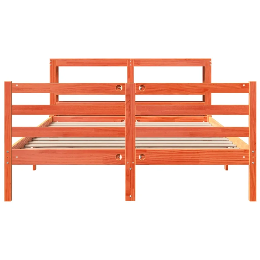 Cadre de lit sans matelas cire marron 150x200cm bois pin massif - 4