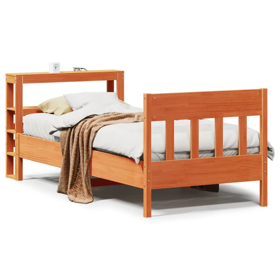 Cadre de lit sans matelas cire marron 100x200cm bois pin massif - 2