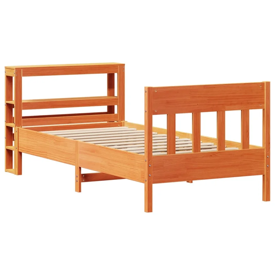 Cadre de lit sans matelas cire marron 100x200cm bois pin massif - 3