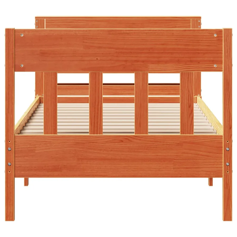 Cadre de lit sans matelas cire marron 100x200cm bois pin massif - 4