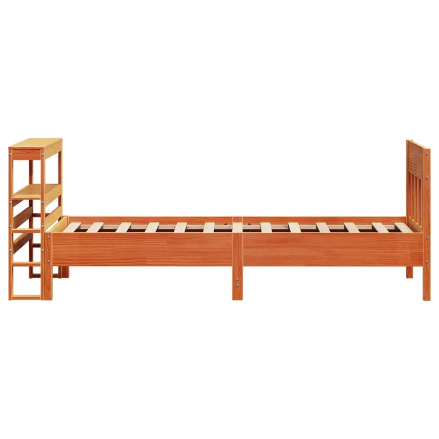 Cadre de lit sans matelas cire marron 100x200cm bois pin massif - 5