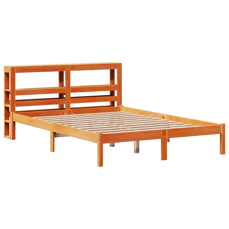 Cadre de lit et tête de lit sans matelas cire marron 150x200 cm - 3