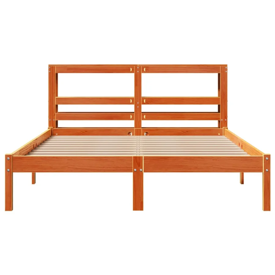 Cadre de lit et tête de lit sans matelas cire marron 150x200 cm - 4