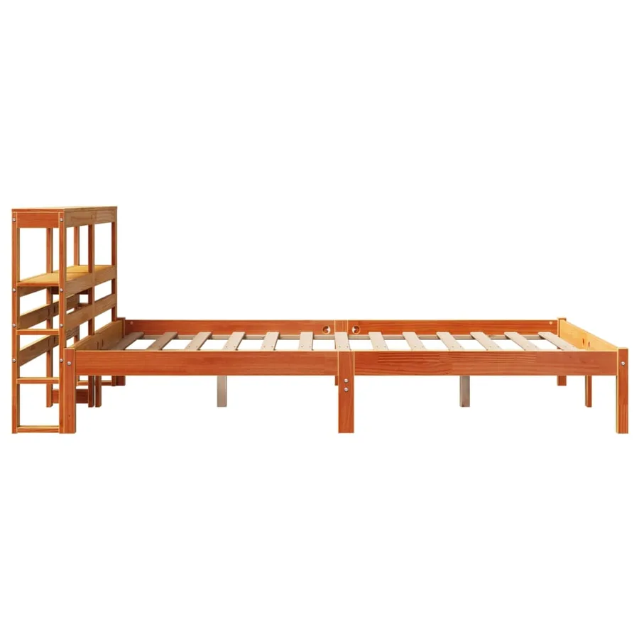 Cadre de lit et tête de lit sans matelas cire marron 150x200 cm - 5