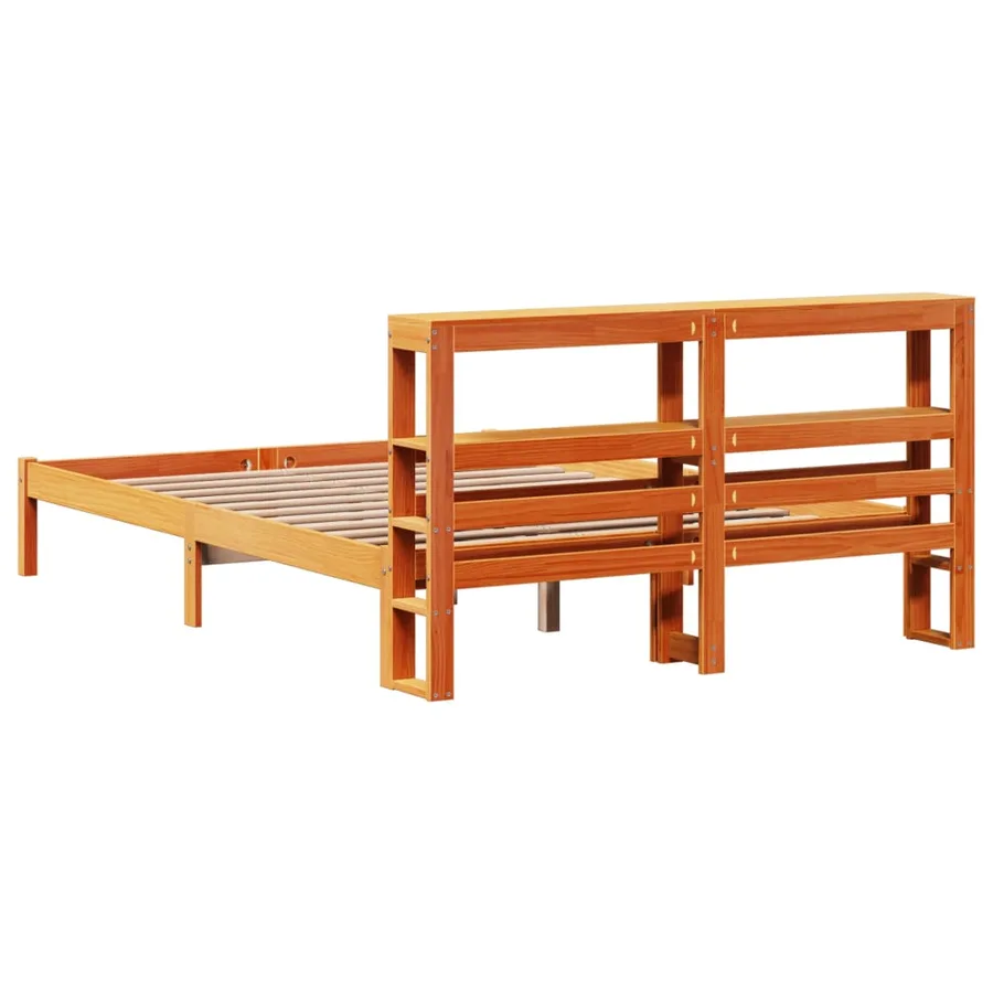 Cadre de lit et tête de lit sans matelas cire marron 150x200 cm - 6