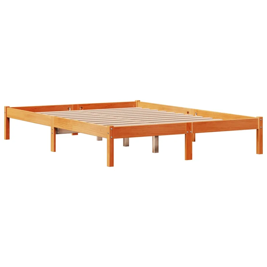 Cadre de lit et tête de lit sans matelas cire marron 150x200 cm - 8