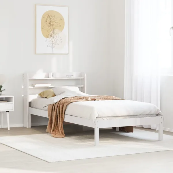 Cadre de lit sans matelas blanc 90x200 cm bois de pin massif