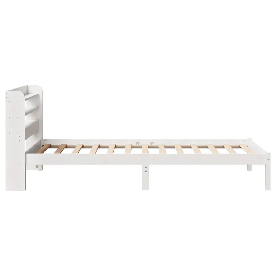 Cadre de lit sans matelas blanc 90x200 cm bois de pin massif - 5