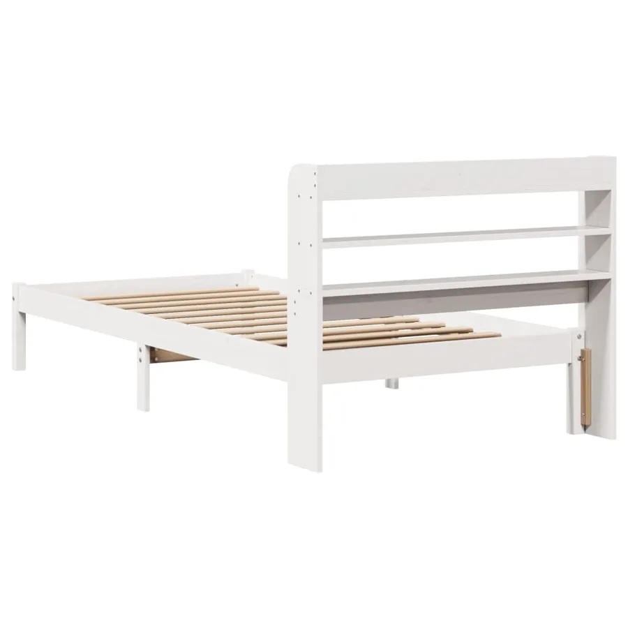 Cadre de lit sans matelas blanc 90x200 cm bois de pin massif - 6