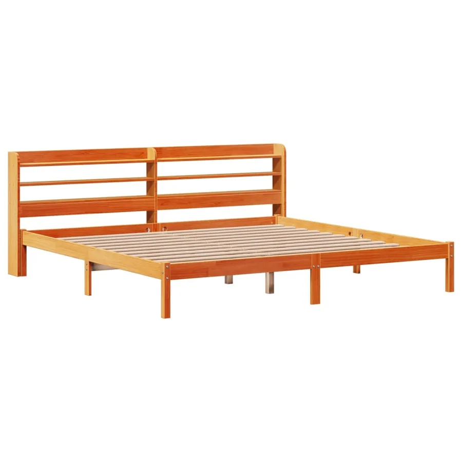 Cadre de lit et tête de lit sans matelas cire marron 180x200 cm - 3