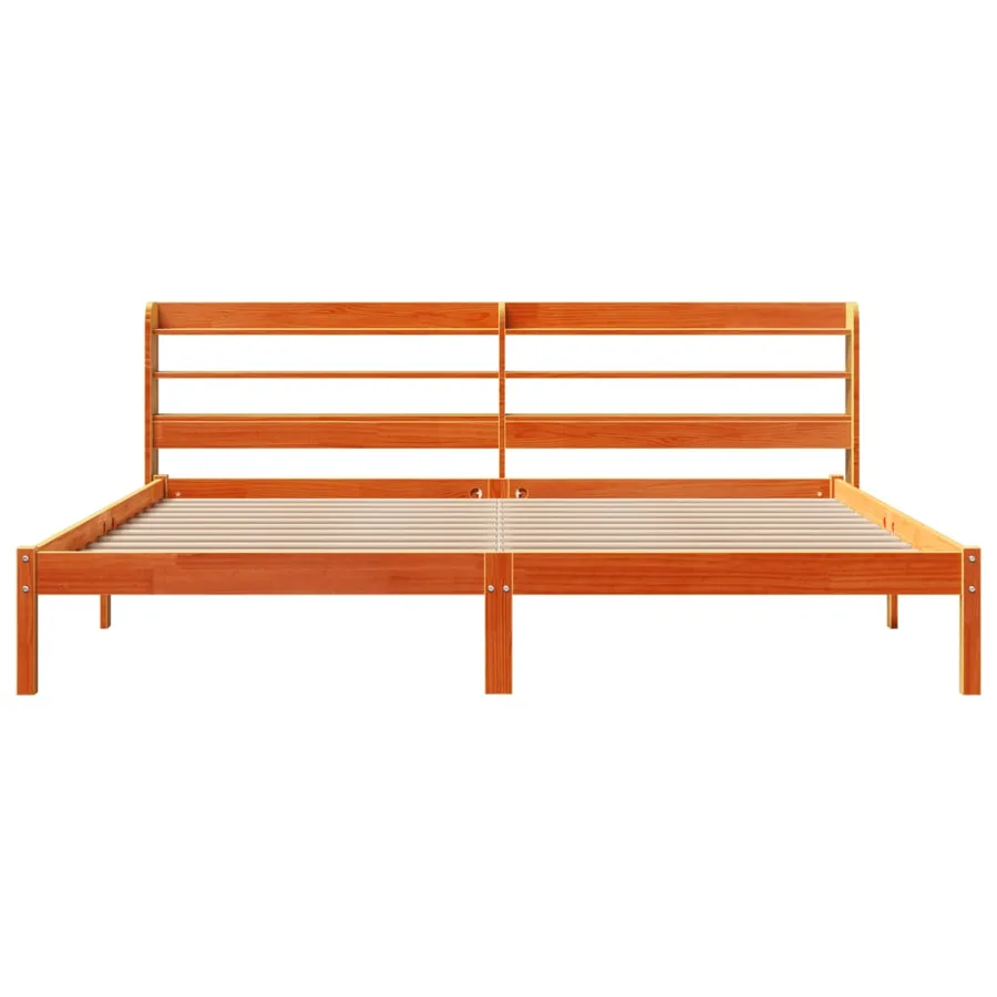 Cadre de lit et tête de lit sans matelas cire marron 180x200 cm - 4