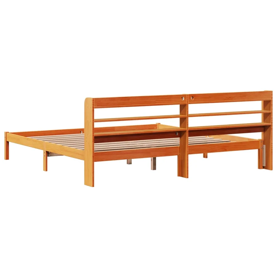 Cadre de lit et tête de lit sans matelas cire marron 180x200 cm - 8