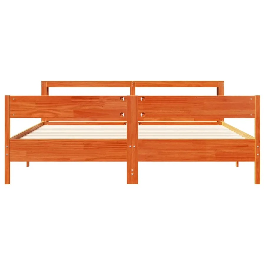 Cadre de lit sans matelas cire marron 200x200cm bois pin massif - 4