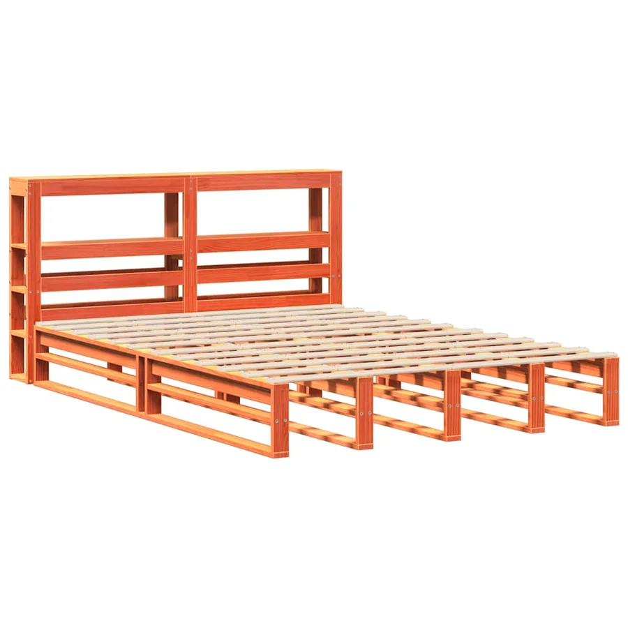 Cadre de lit sans matelas cire marron 160x200cm bois pin massif - 3