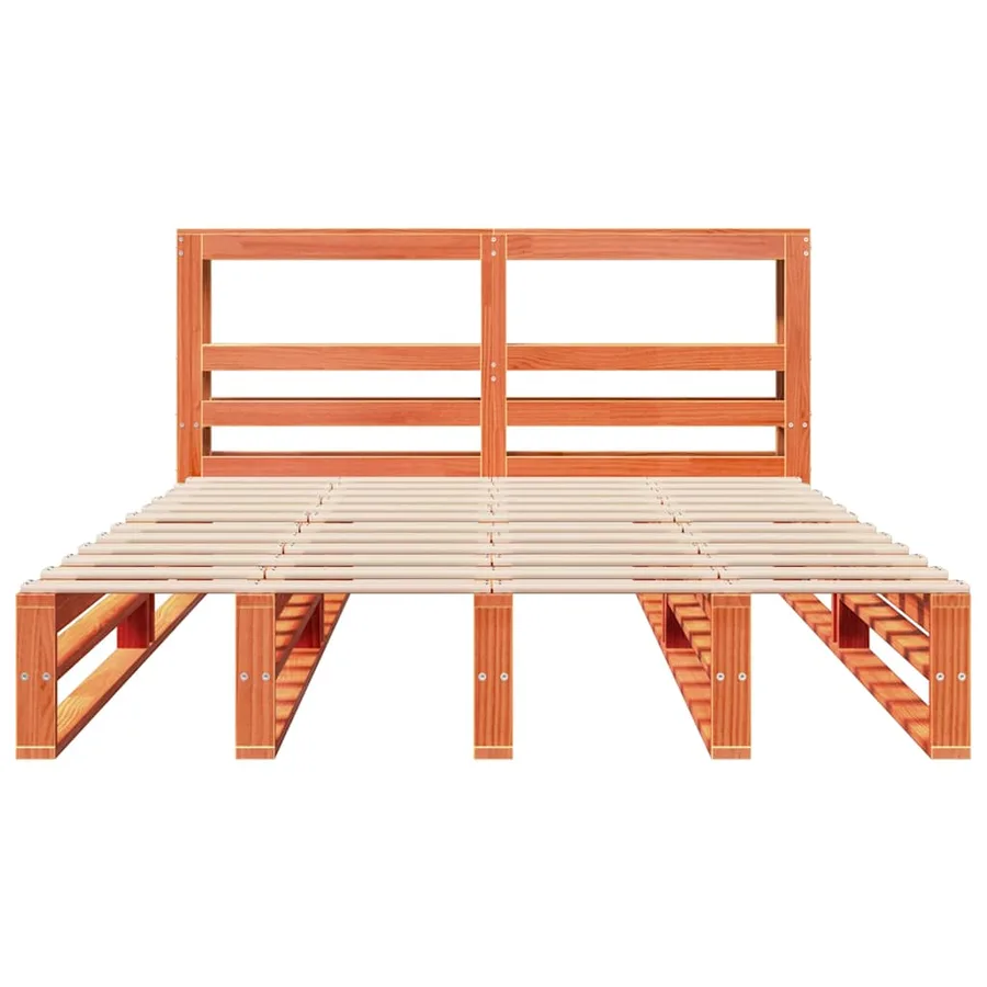 Cadre de lit sans matelas cire marron 160x200cm bois pin massif - 4
