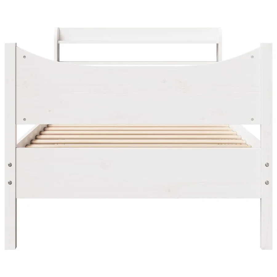 Cadre de lit avec tête de lit blanc 90x200cm bois de pin massif - 4