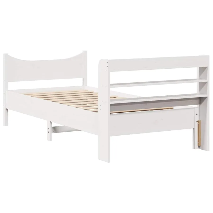 Cadre de lit avec tête de lit blanc 90x200cm bois de pin massif - 8