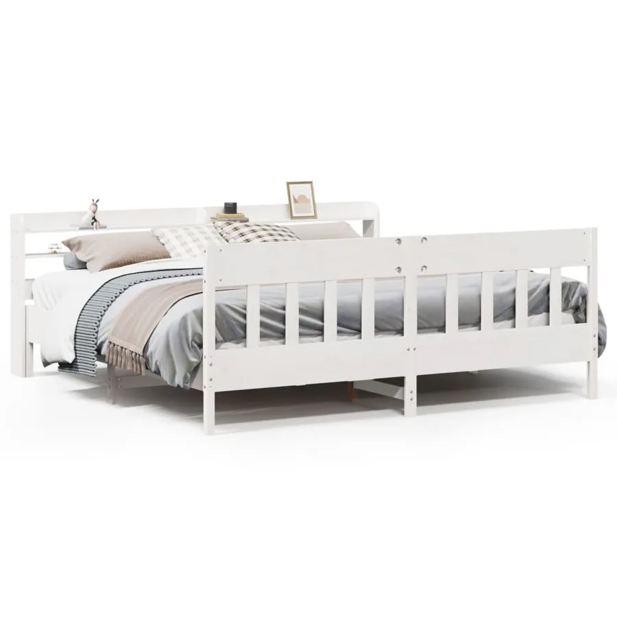 Cadre de lit sans matelas blanc 180x200 cm bois massif de pin - 2
