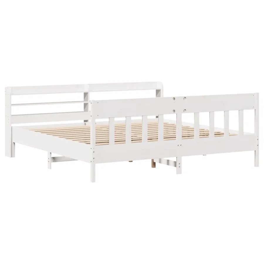 Cadre de lit sans matelas blanc 180x200 cm bois massif de pin - 3