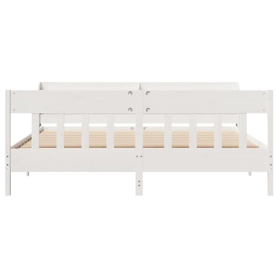 Cadre de lit sans matelas blanc 180x200 cm bois massif de pin - 4