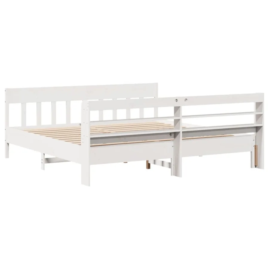 Cadre de lit sans matelas blanc 180x200 cm bois massif de pin - 6