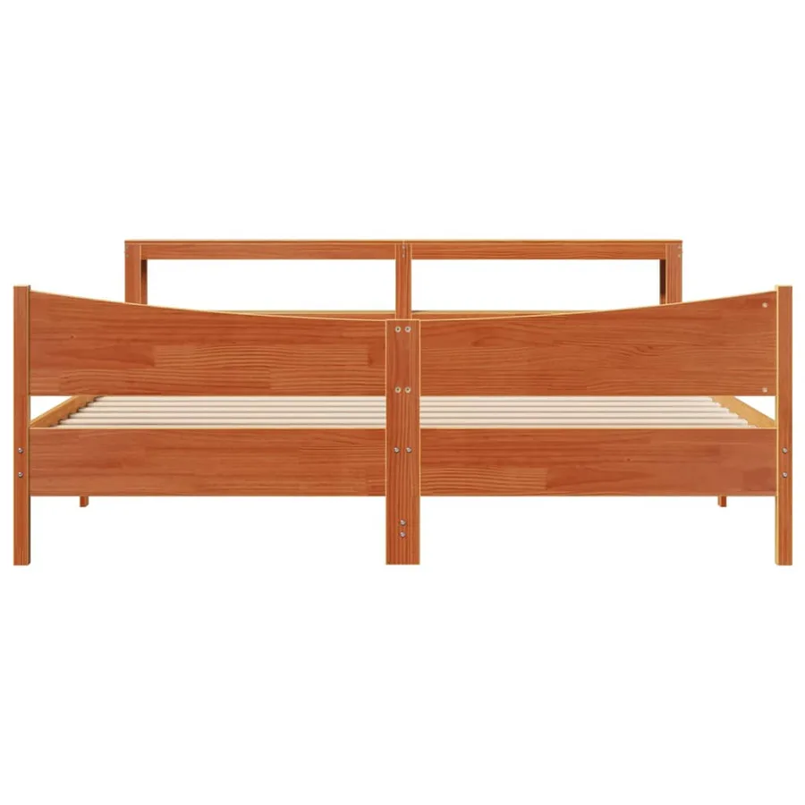 Cadre de lit et tête de lit cire marron 200x200 cm bois de pin - 4