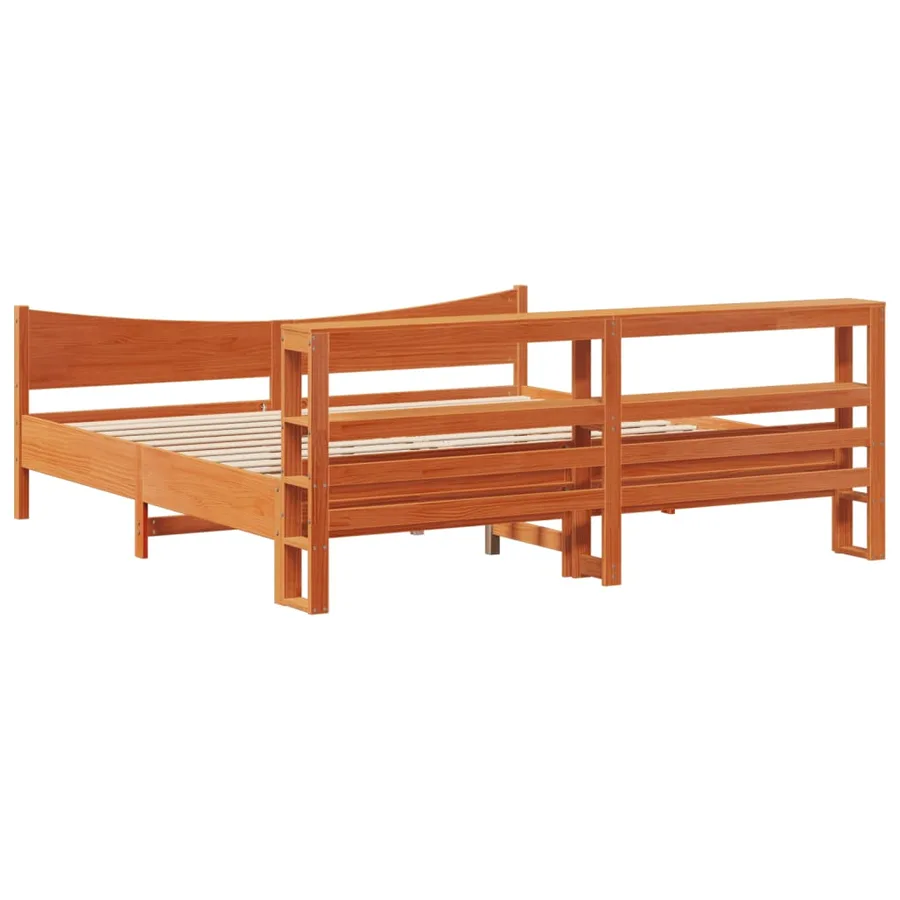 Cadre de lit et tête de lit cire marron 200x200 cm bois de pin - 8