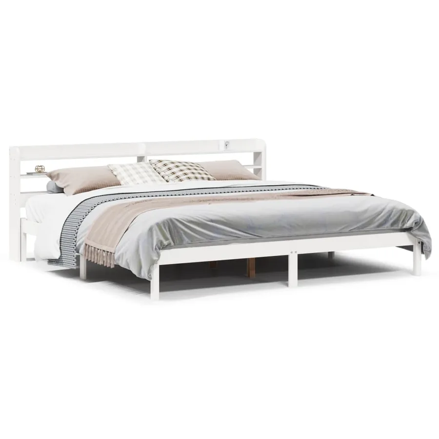 Cadre de lit sans matelas blanc 180x200 cm bois massif de pin - 2