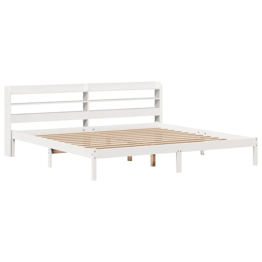 Cadre de lit sans matelas blanc 180x200 cm bois massif de pin - 3