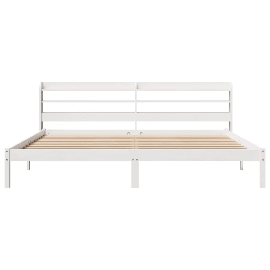 Cadre de lit sans matelas blanc 180x200 cm bois massif de pin - 4