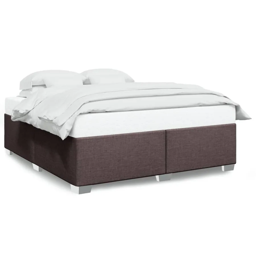 Cadre de lit sans matelas marron foncé 180x200 cm tissu - 2