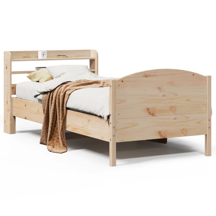 Cadre de lit sans matelas 100x200 cm bois massif de pin - 2