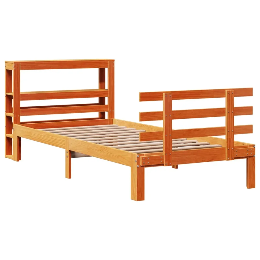 Cadre de lit avec tête de lit sans matelas cire marron 75x190cm - 3