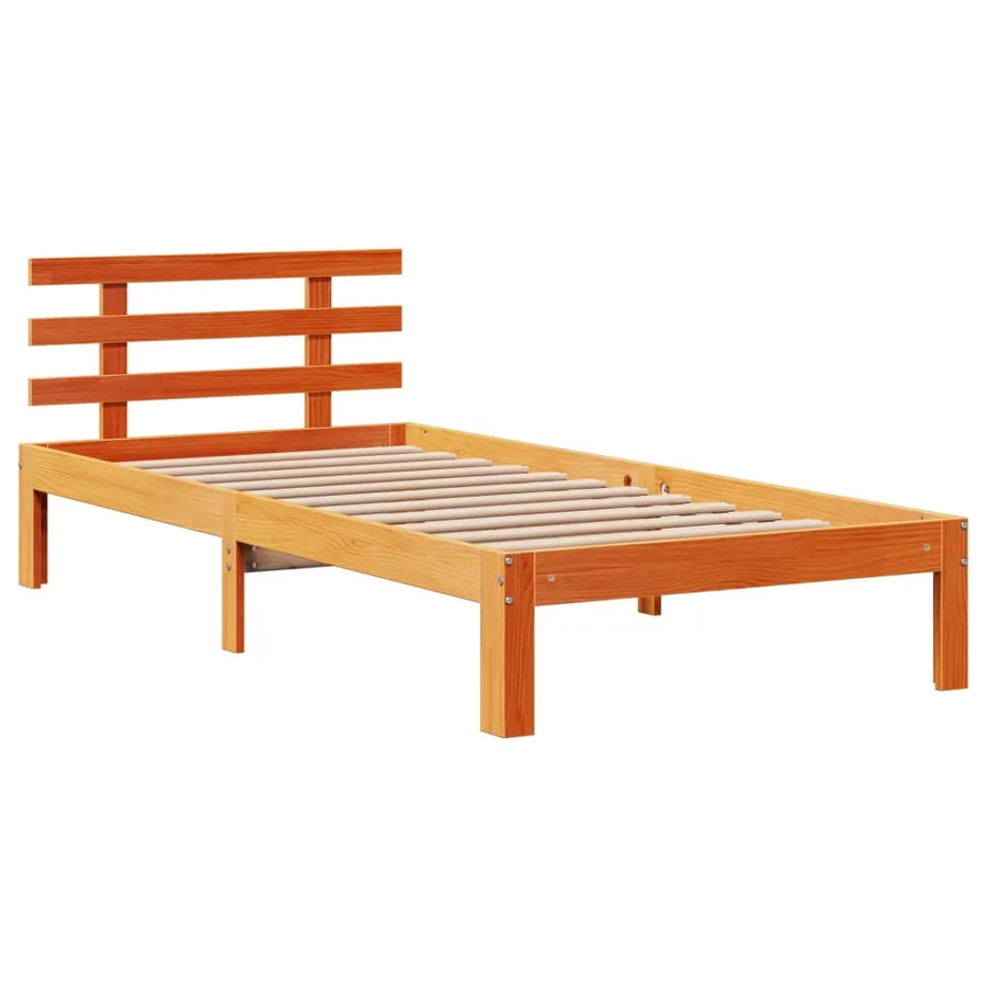 Cadre de lit avec tête de lit sans matelas cire marron 75x190cm - 4